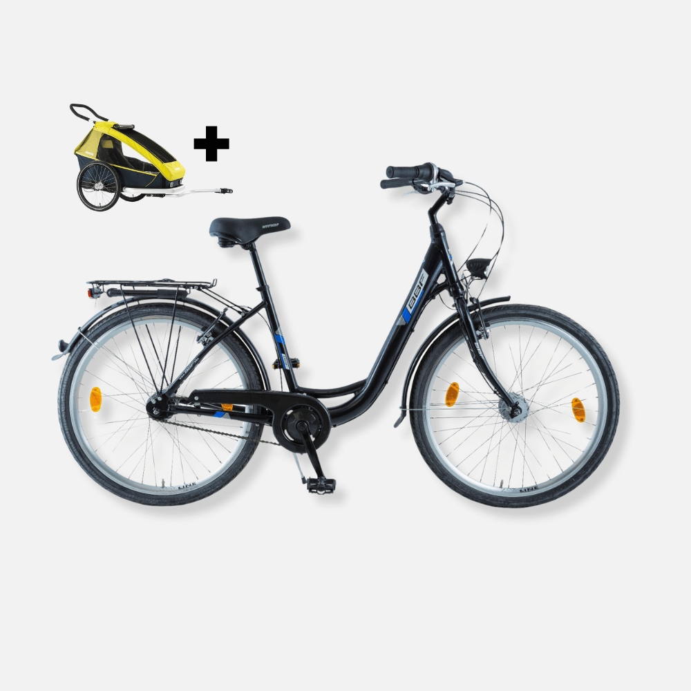 Cityrad mit Anhänger Produktfoto vom Fahrradverleih Usedom